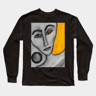 Grey Faced Girl Long Sleeve T-Shirt